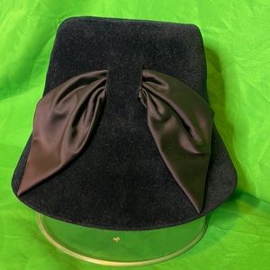 Vintage dark blue peachbloom velour basket hat fur velvet